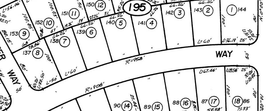 Close-up of survey plat or tax map.